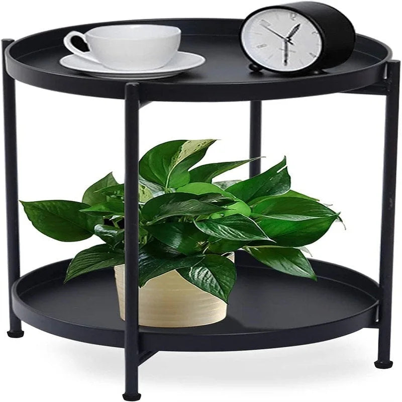 2-Tier Metal Sofa Side Table - 15D x 15W x 20H