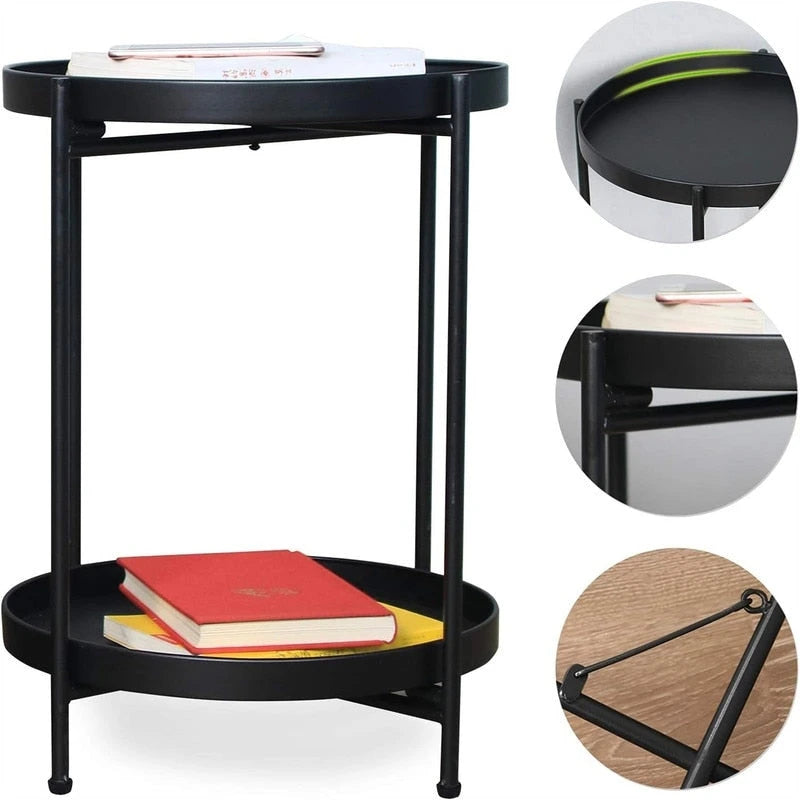 2-Tier Metal Sofa Side Table - 15D x 15W x 20H