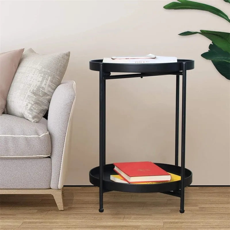 2-Tier Metal Sofa Side Table - 15D x 15W x 20H