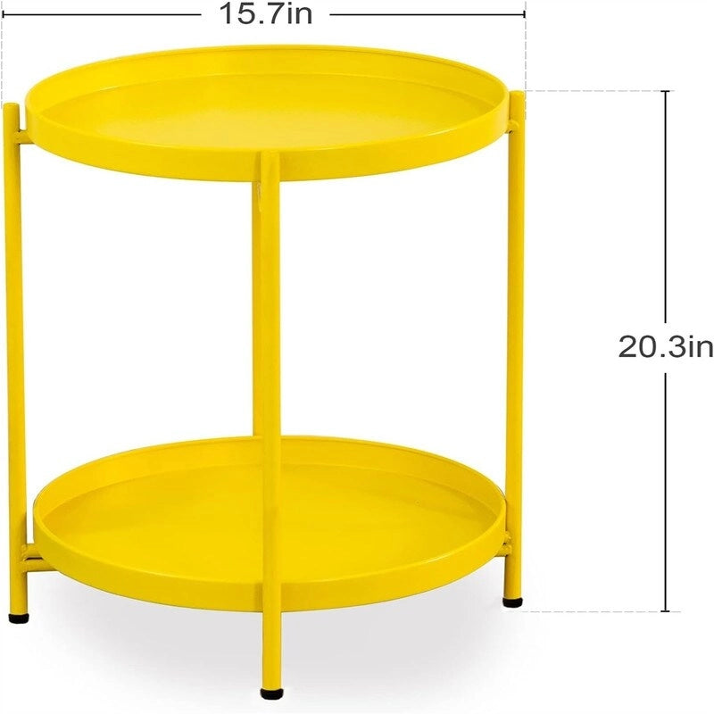 2-Tier Metal Sofa Side Table - 15D x 15W x 20H