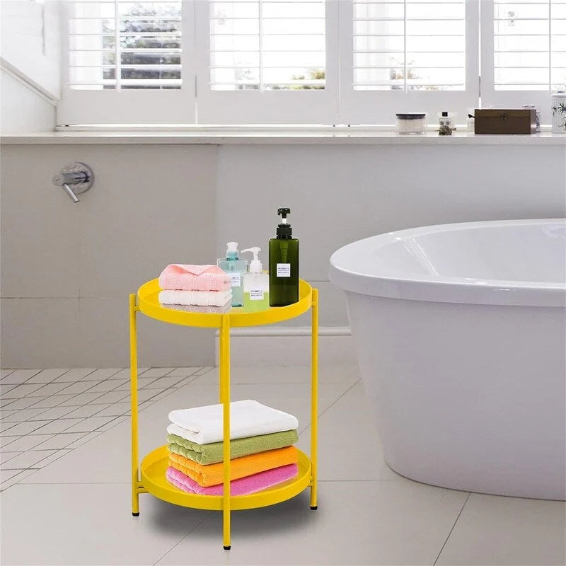 2-Tier Metal Sofa Side Table - 15D x 15W x 20H