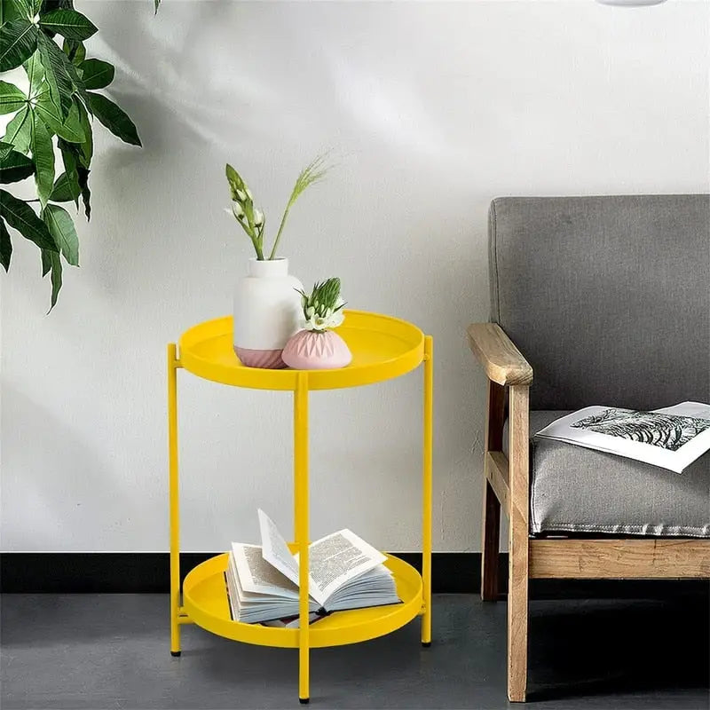 2-Tier Metal Sofa Side Table - 15D x 15W x 20H