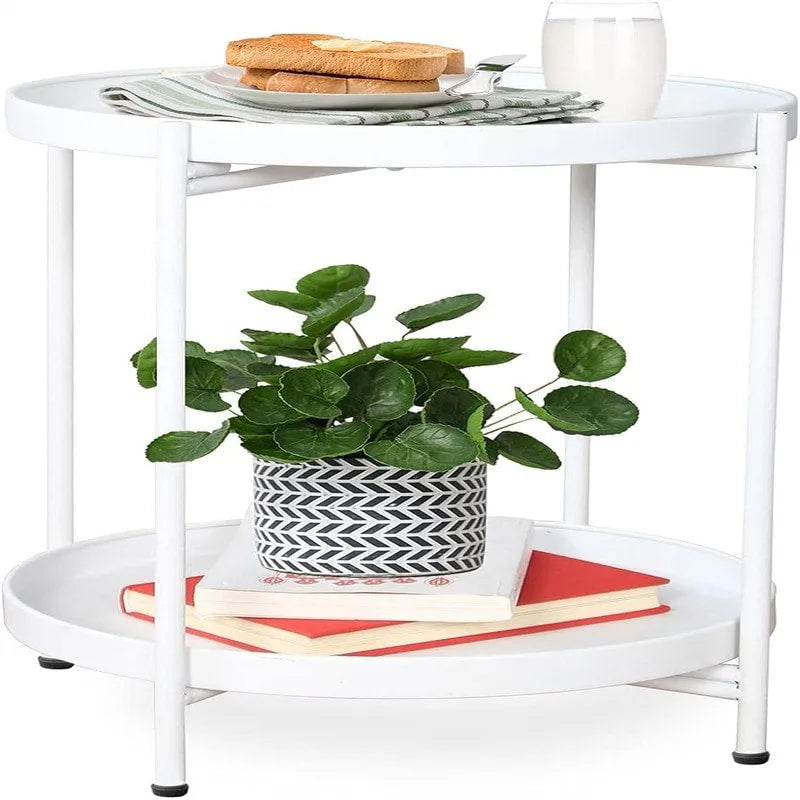2-Tier Metal Sofa Side Table - 15D x 15W x 20H