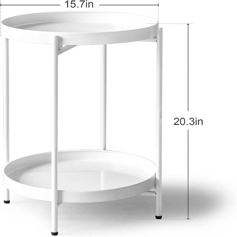 2-Tier Metal Sofa Side Table - 15D x 15W x 20H