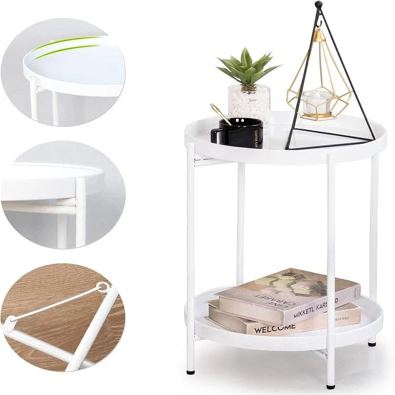 2-Tier Metal Sofa Side Table - 15D x 15W x 20H
