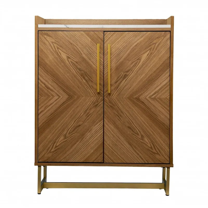 Gold & Faux Marble Wine Cabinet