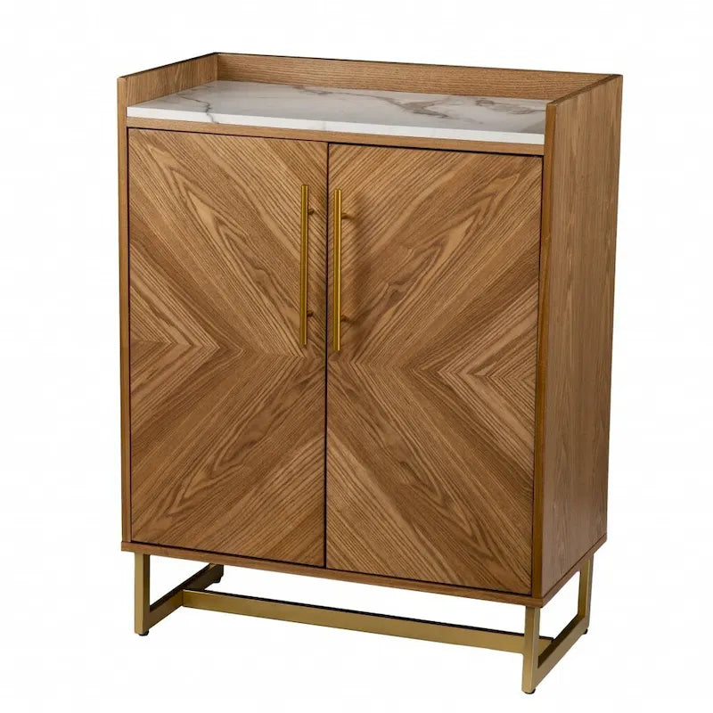 Gold & Faux Marble Wine Cabinet