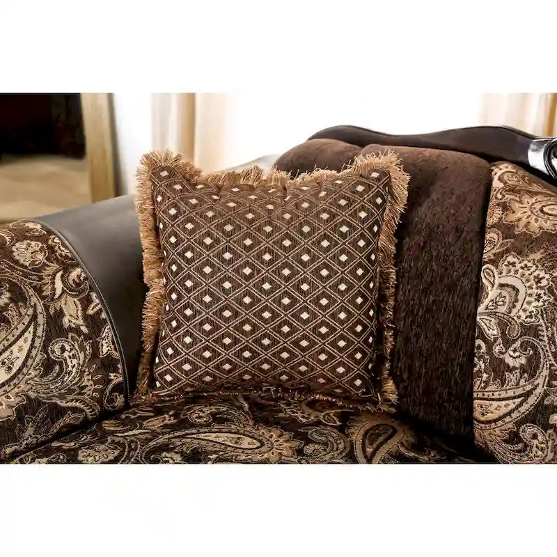 Traditional Brown Chenille Semi-Firm Loveseat