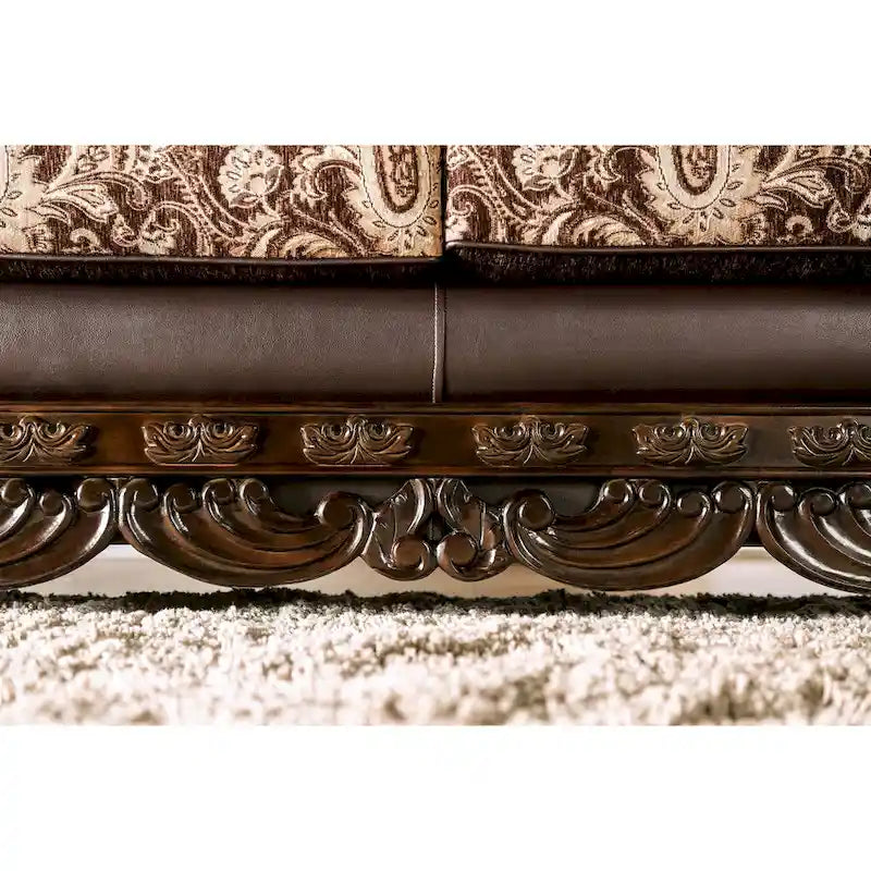 Traditional Brown Chenille Semi-Firm Loveseat