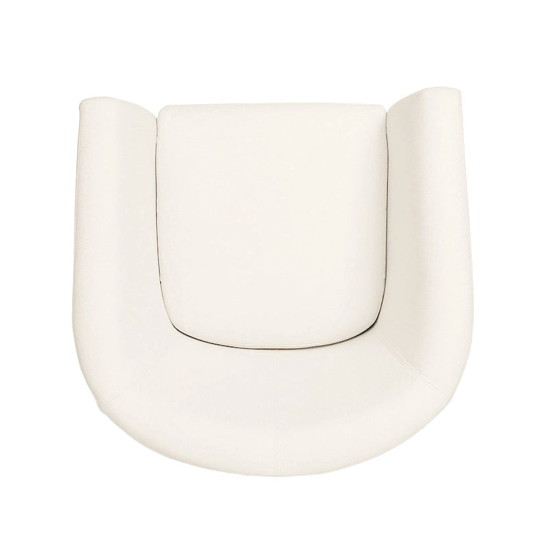 Swivel Barrel Club Chair, White Fabric Upholstery with Swivel Function