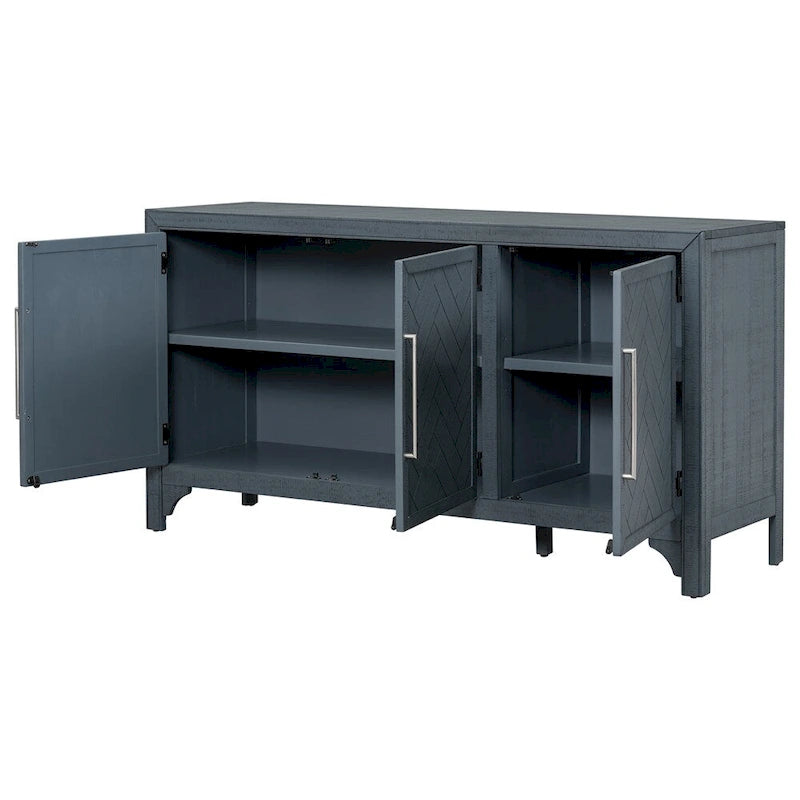 Wood Storage Cabinet Sideboard with Adjustable Shelves and 3 Doors