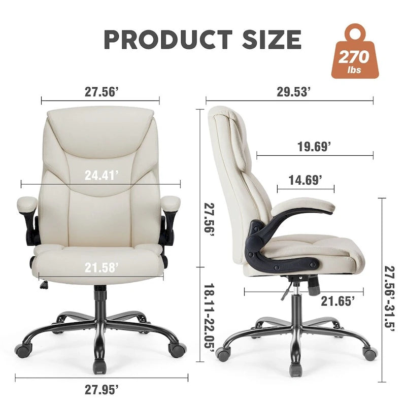 Adjustable Ergonomic Home Office Chair with Flip-Up Armrest