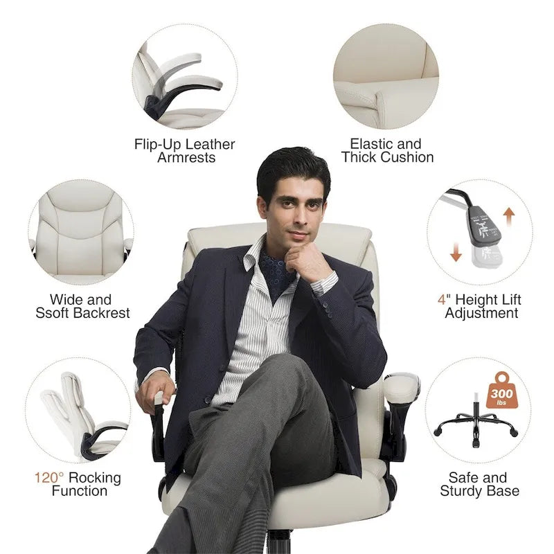 Adjustable Ergonomic Home Office Chair with Flip-Up Armrest