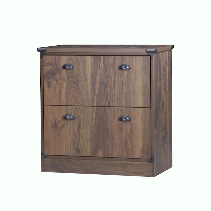 Contemporary Dark Walnut Wood Lateral Filing Cabinet