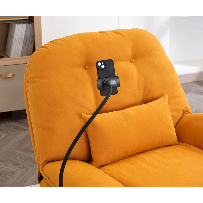 Elektrické otočné polohovací křeslo s USB nabíječkou a Bluetooth reproduktorem