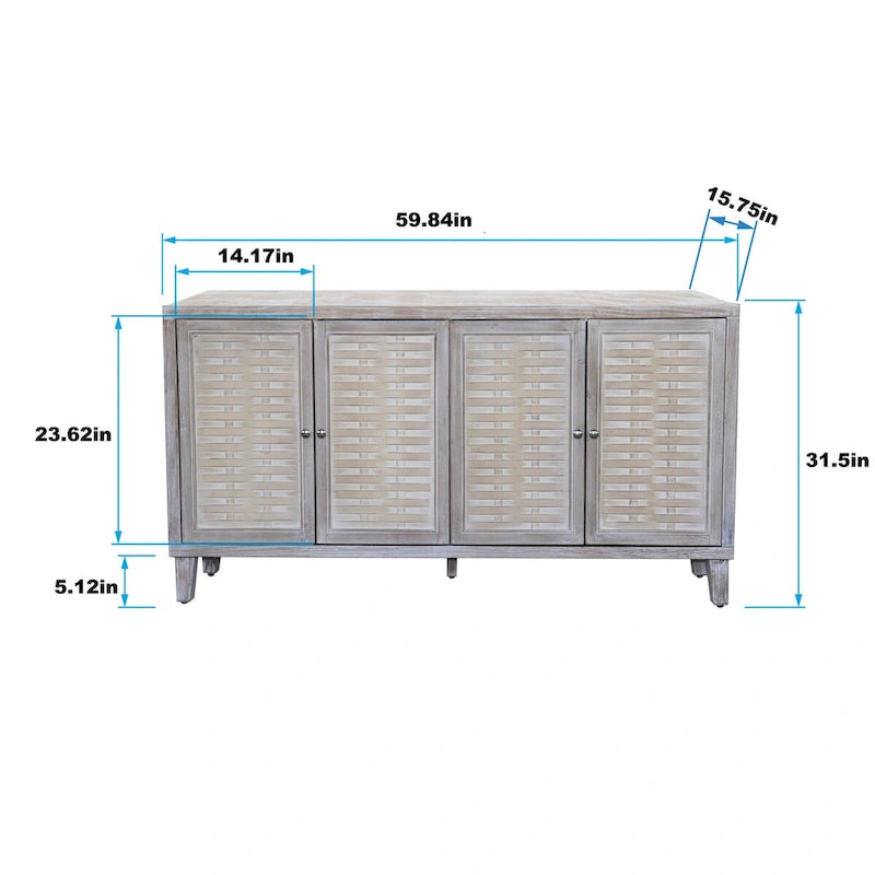 4-Door Wooden Cabinet Sideboard