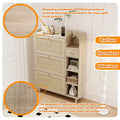 Shoe Cabinet, Shoe Rack Cabinet with 3 Rattan Flip Drawers,3 Square Shelves and 1 Storage Drawer